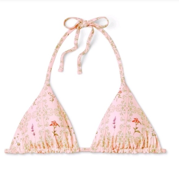 NWT Agua Bendita x Target Dainty Floral/Stripe Reversible Triangle Bikini Sz L - Picture 5 of 16